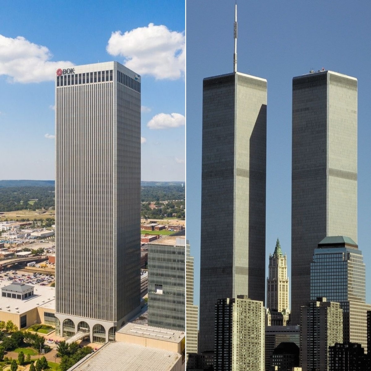 TIL BOK Tower in Tulsa, Oklahoma is basically a half scale model of the old World Trade Center